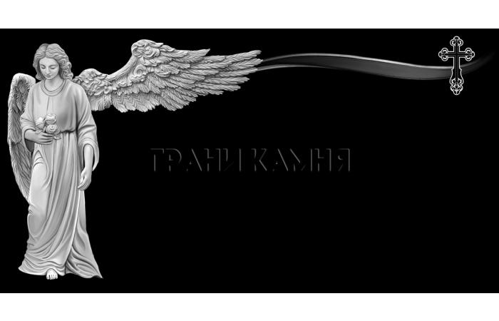 Горизонтальный гранитный памятник на могилу с ангелом №90