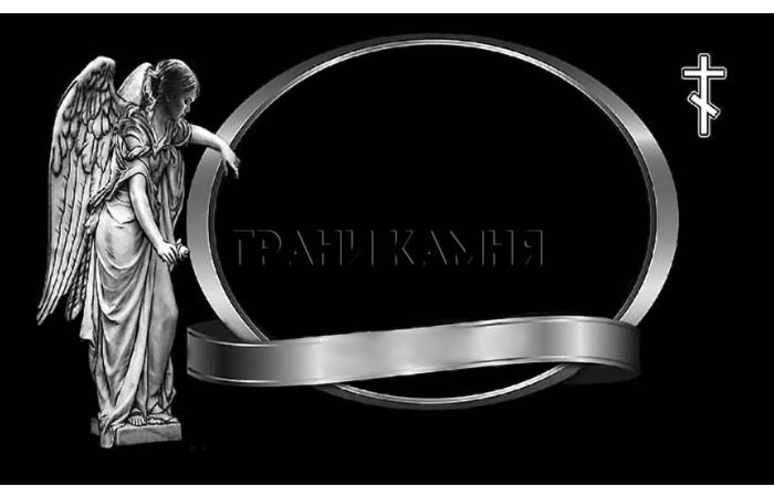 Горизонтальный гранитный памятник с ангелом и крестом №97