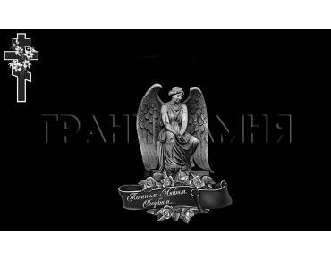 Горизонтальный гранитный памятник с ангелом и крестом №103