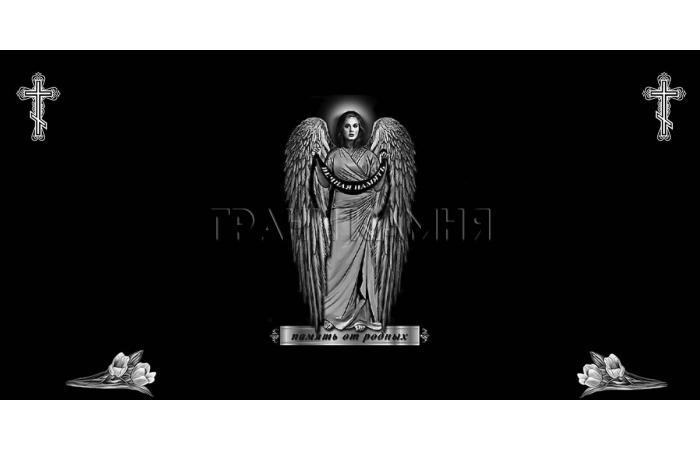 Горизонтальный гранитный памятник с ангелом и крестом №106