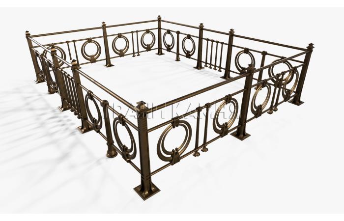 Чугунная ограда на могилу №11 'Модерн' со столбами