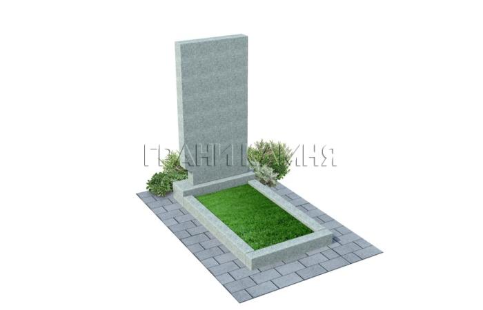 Вертикальный гранитный памятник прямой серый №19