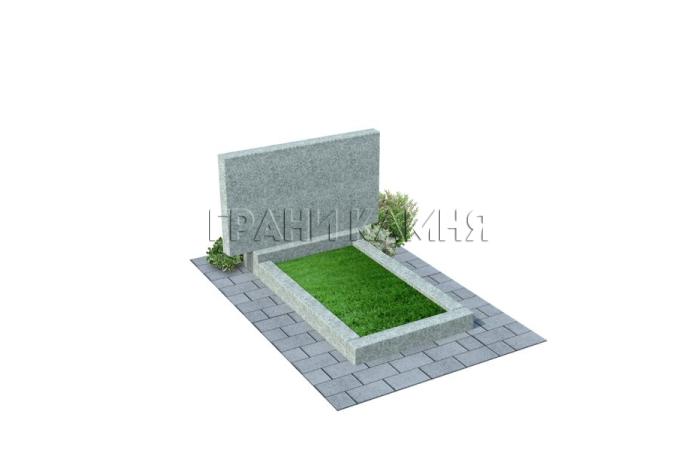 Горизонтальный гранитный памятник прямой серый №23