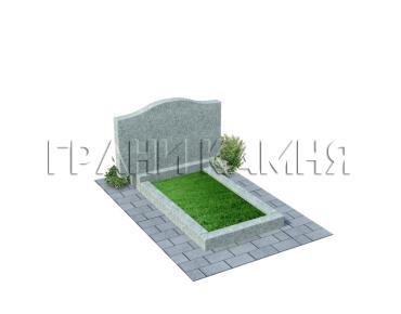 Горизонтальный гранитный памятник прямой серый №25