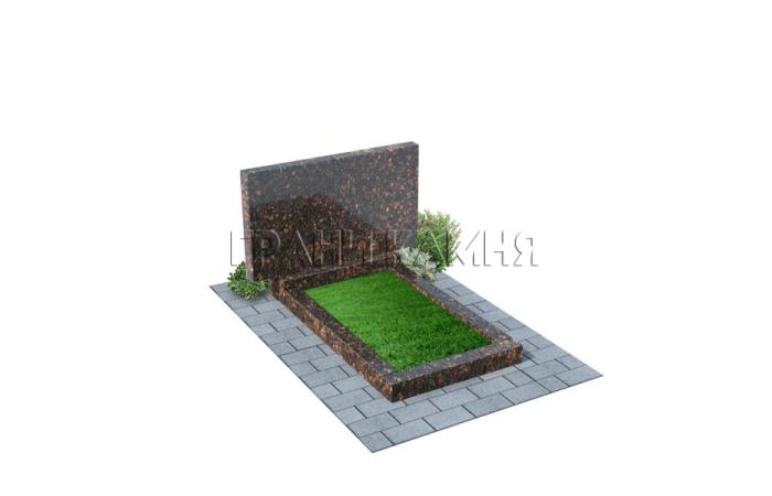 Горизонтальный гранитный памятник прямой коричневый №53