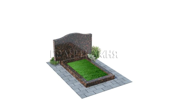 Горизонтальный гранитный памятник прямой коричневый №55