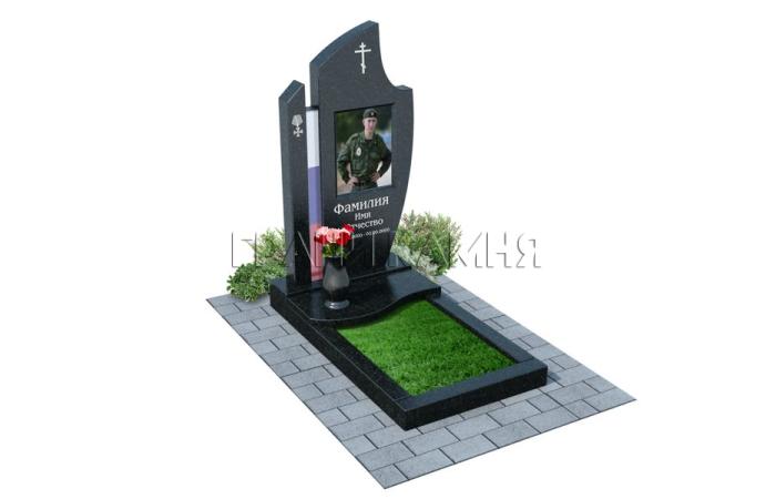 Вертикальный гранитный памятник резной военнослужащему ПДВ №1