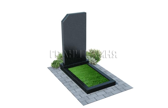 Вертикальный гранитный памятник резной черный №3