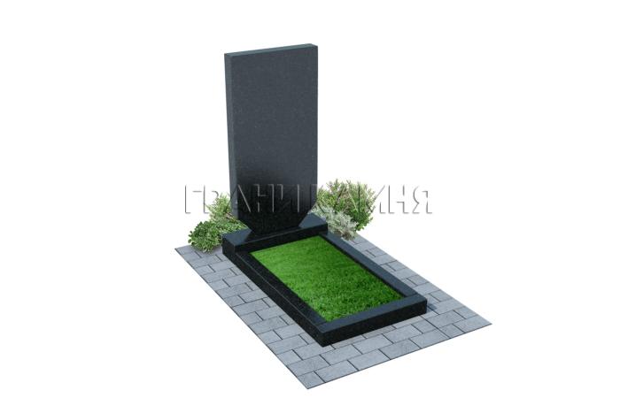 Вертикальный гранитный памятник резной черный №6