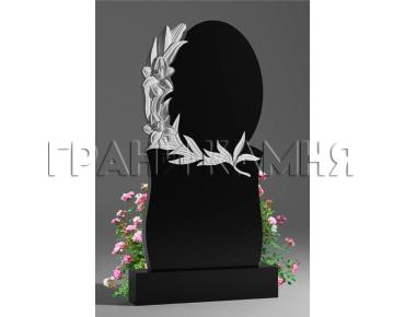 Вертикальный гранитный памятник резной с цветами № 4/10