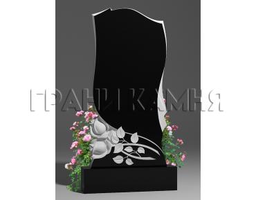 Вертикальный гранитный памятник резной с цветами № 184/10