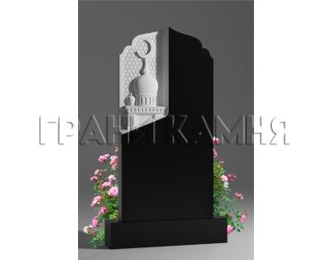 Вертикальный гранитный памятник резной с мечетью № 35/10