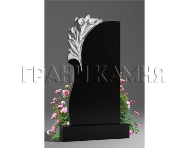 Вертикальный гранитный памятник резной с цветами № 37/10