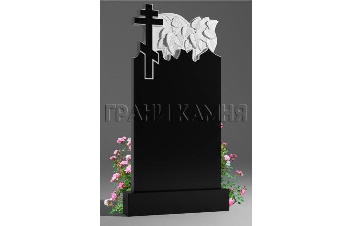 Вертикальный гранитный памятник резной с крестом № 40/10