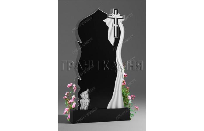 Вертикальный гранитный памятник резной с крестом № 96/10