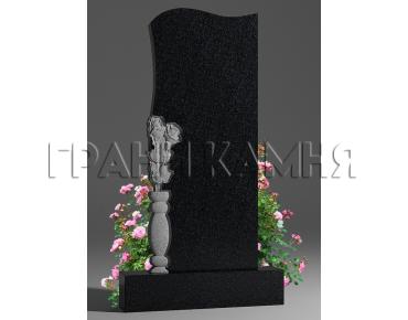 Вертикальный гранитный памятник резной с цветами № 107/10