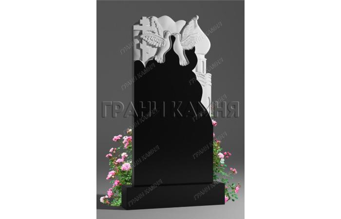Вертикальный гранитный памятник резной с церковью № 118/10