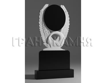 Вертикальный гранитный памятник резной виде лебедя № 213/10