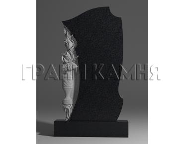 Вертикальный гранитный памятник резной с цветами № 231/10