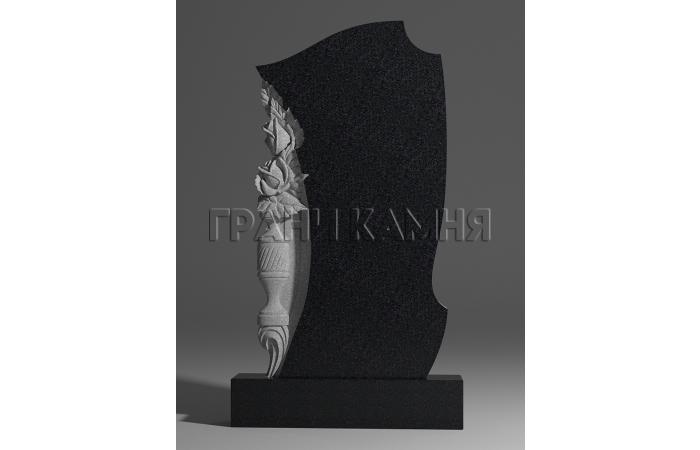 Вертикальный гранитный памятник резной с цветами № 231/10