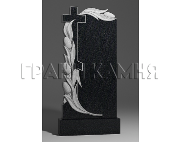 Вертикальный гранитный памятник резной с крестом и цветами № 272/10