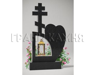 Вертикальный гранитный памятник резной в форме сердца с крестом № 273/10
