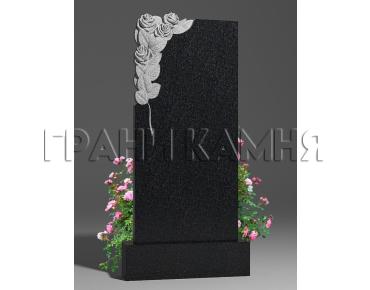Вертикальный гранитный памятник резной с цветами № 283/10