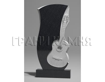Вертикальный гранитный памятник резной с гитарой № 286/10