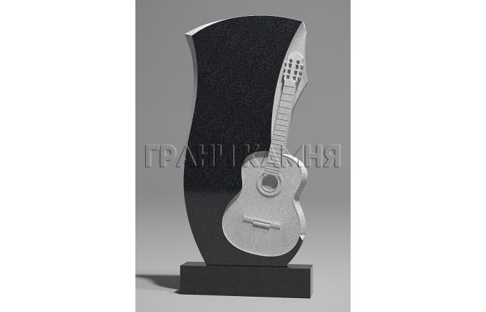 Вертикальный гранитный памятник резной с гитарой № 286/10